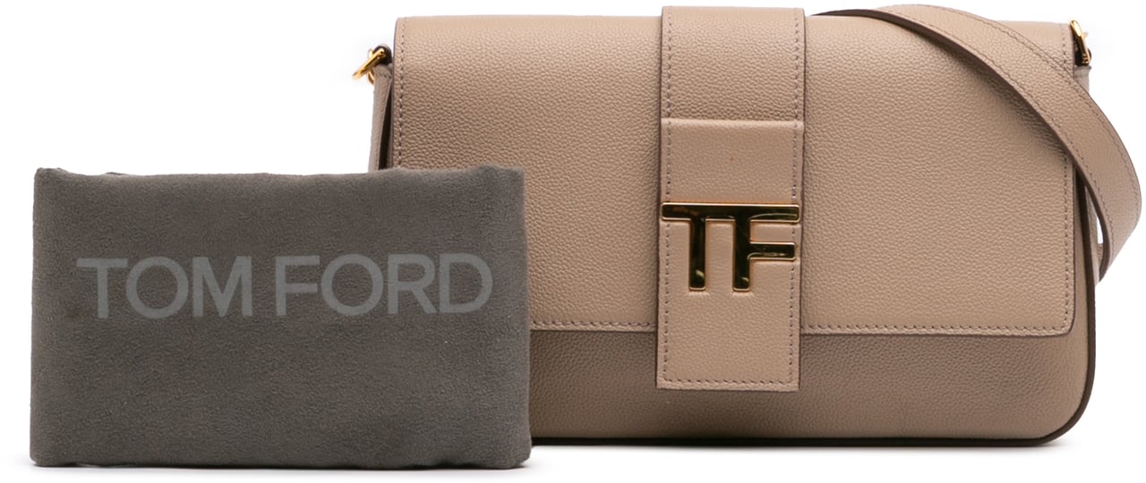 Tom Ford Grained Calfskin TF Flap Crossbody Bruin