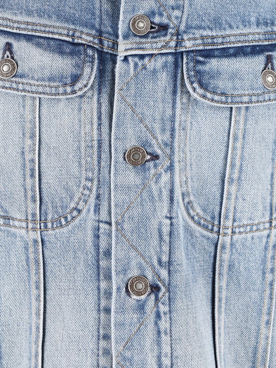 Tom Ford Light Wash Tailored Cropped Denim Jacket Blauw