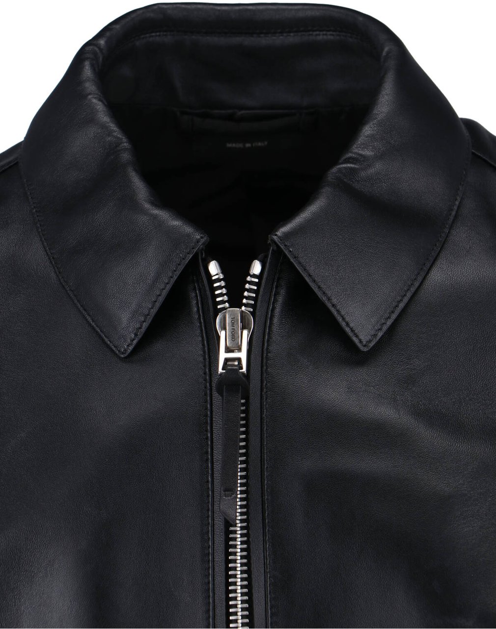 Tom Ford Classic Black Lamb Leather Jacket with Zip Closure Zwart