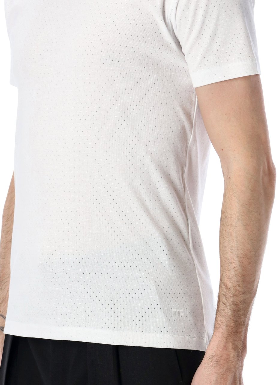 Tom Ford Short Sleeve Tee Perforated Optical White Wit