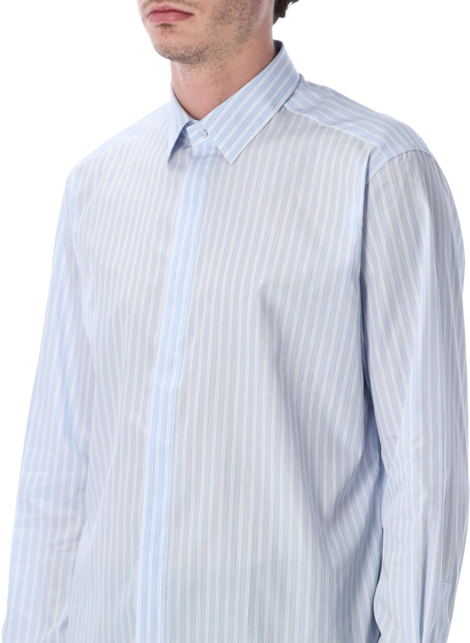 Tom Ford Shirt Striped Light Blue White Lichtblauw