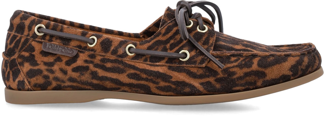Tom Ford Robin Boat Shoes Brown Whisey Ocelot Bruin