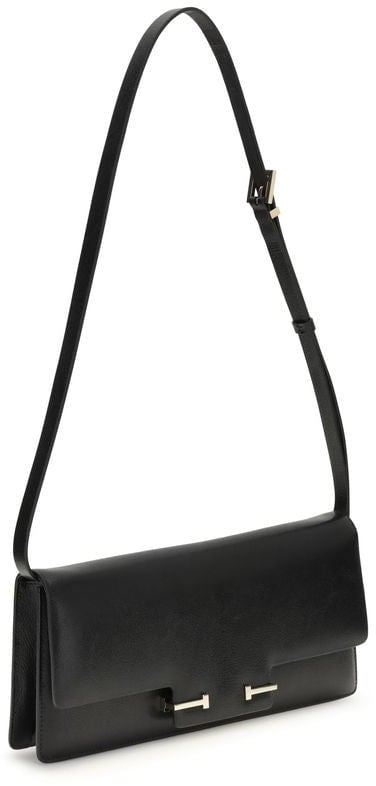 Tom Ford Tom Ford Black Calf Leather Bos Taurus Shoulder Bag Zwart