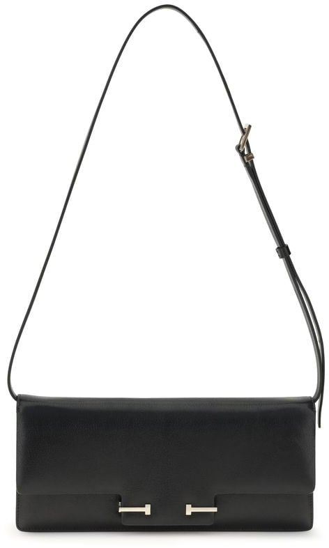 Tom Ford Tom Ford Black Calf Leather Bos Taurus Shoulder Bag Zwart