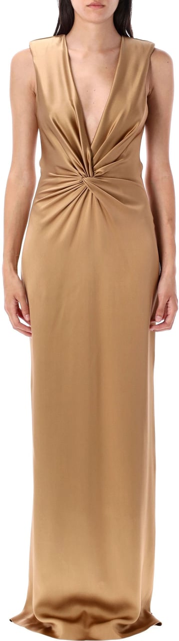 Tom Ford Deep V Neck Gown Golden Brown Bruin