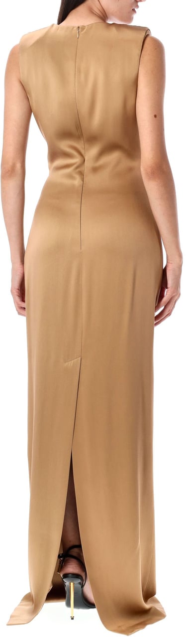 Tom Ford Deep V Neck Gown Golden Brown Bruin