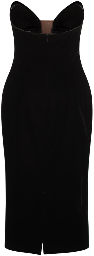 Tom Ford Strapless Black Midi Dress with Sweetheart Neckline Zwart