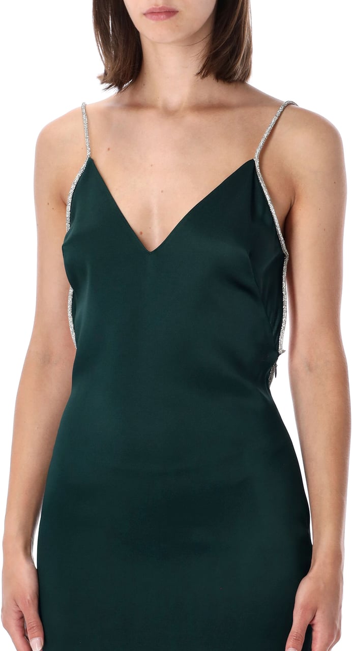 Tom Ford Long Evening Dress Crystal Chain Emerald Crystal Donkergroen