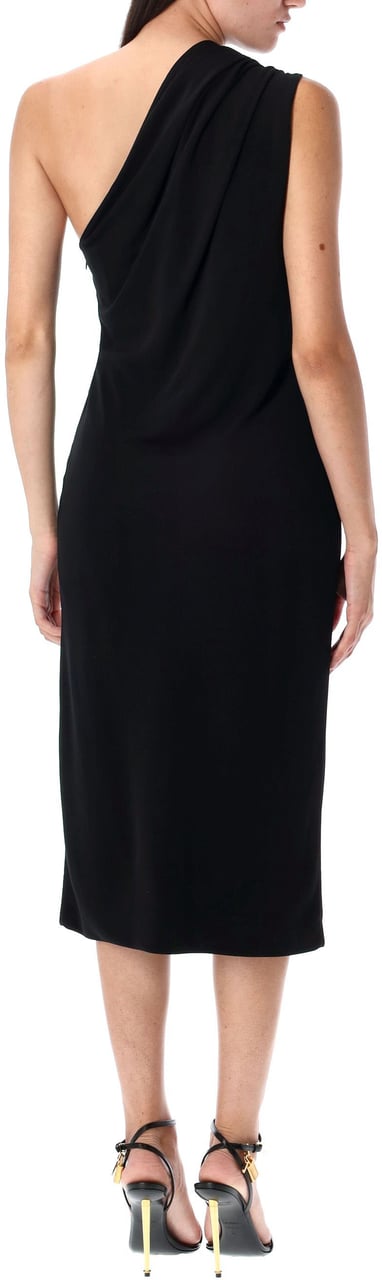 Tom Ford Mini Dress One Shoulder Crystal Brooch Nero Zwart