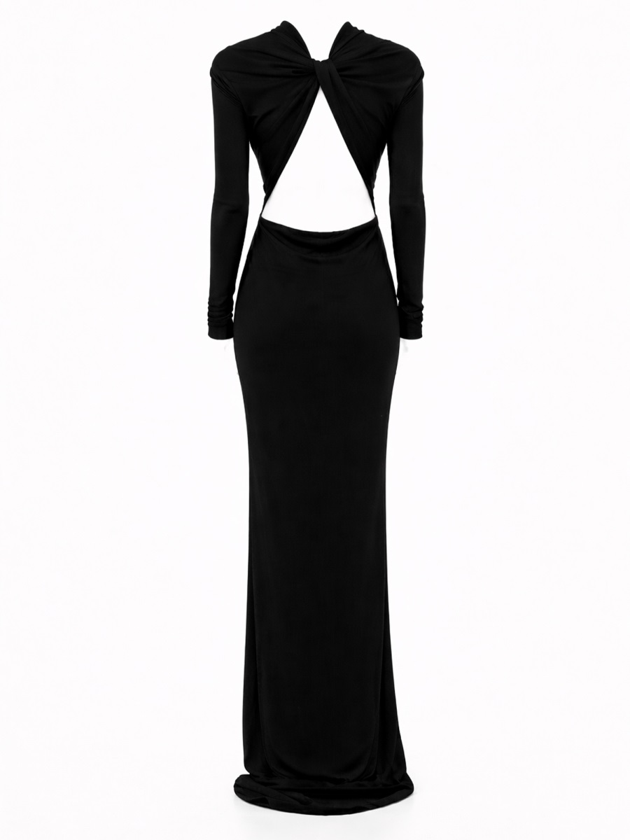 Tom Ford Asymmetrical Viscose Open Back Evening Dress Zwart