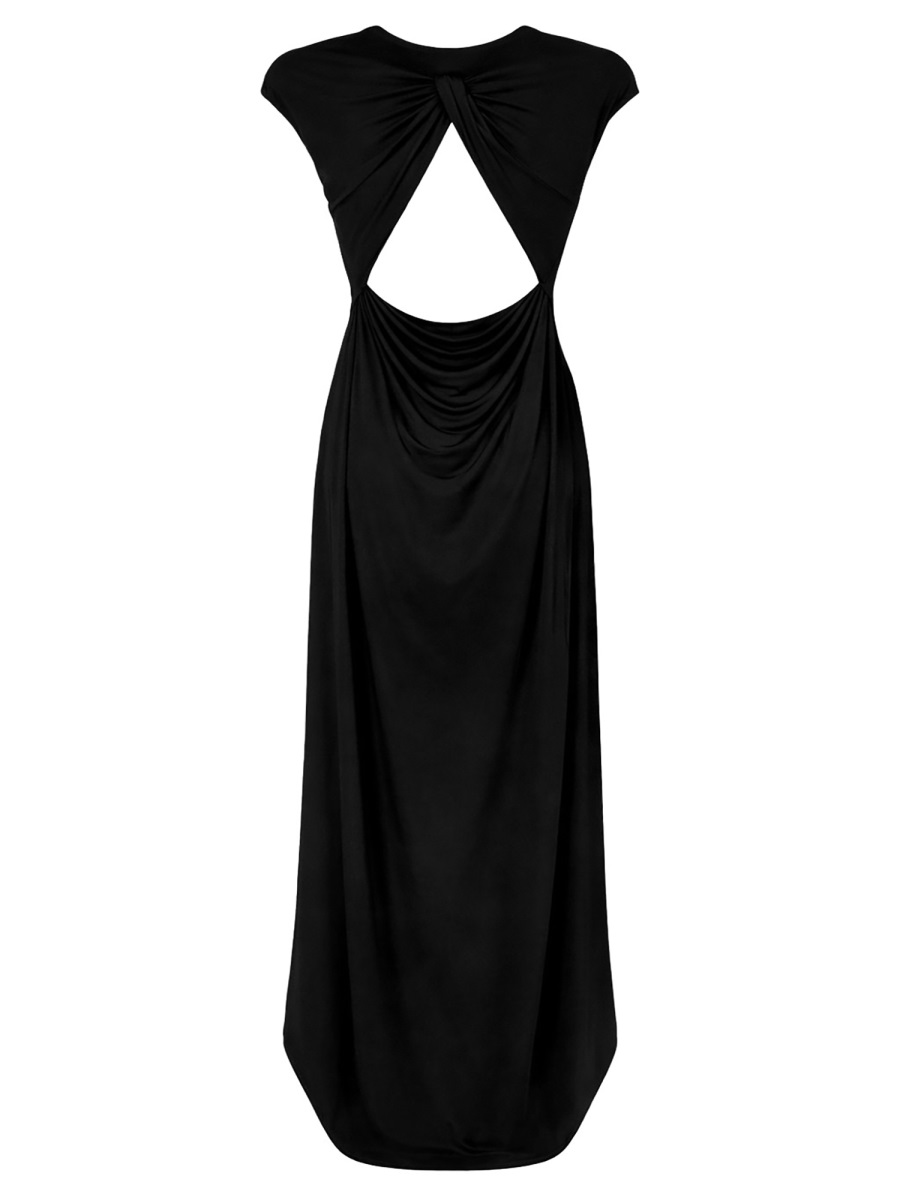 Tom Ford High Neck Viscose Cut-Out Evening Dress Zwart