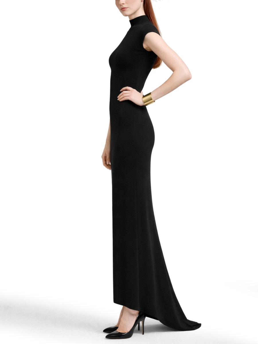 Tom Ford High Neck Viscose Cut-Out Evening Dress Zwart