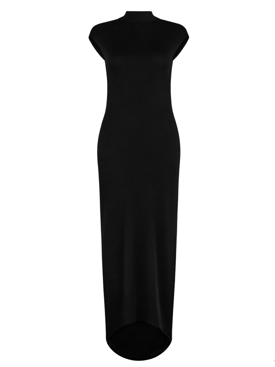 Tom Ford High Neck Viscose Cut-Out Evening Dress Zwart
