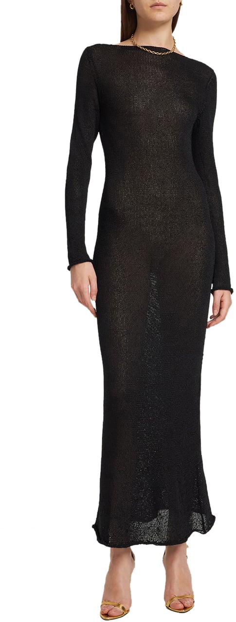 Tom Ford Elegant black slim fit long dress Zwart