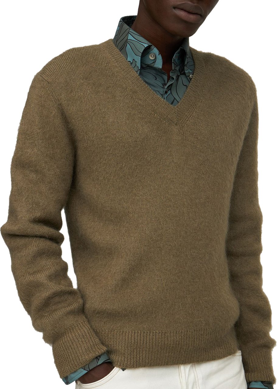 Tom Ford Olive green sweater with v-neck Bruin