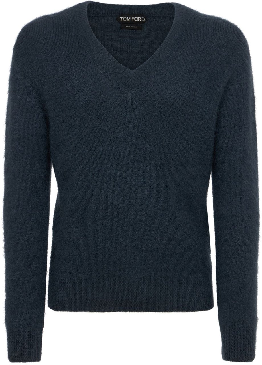 Tom Ford Dark blue V-neck sweater Blauw