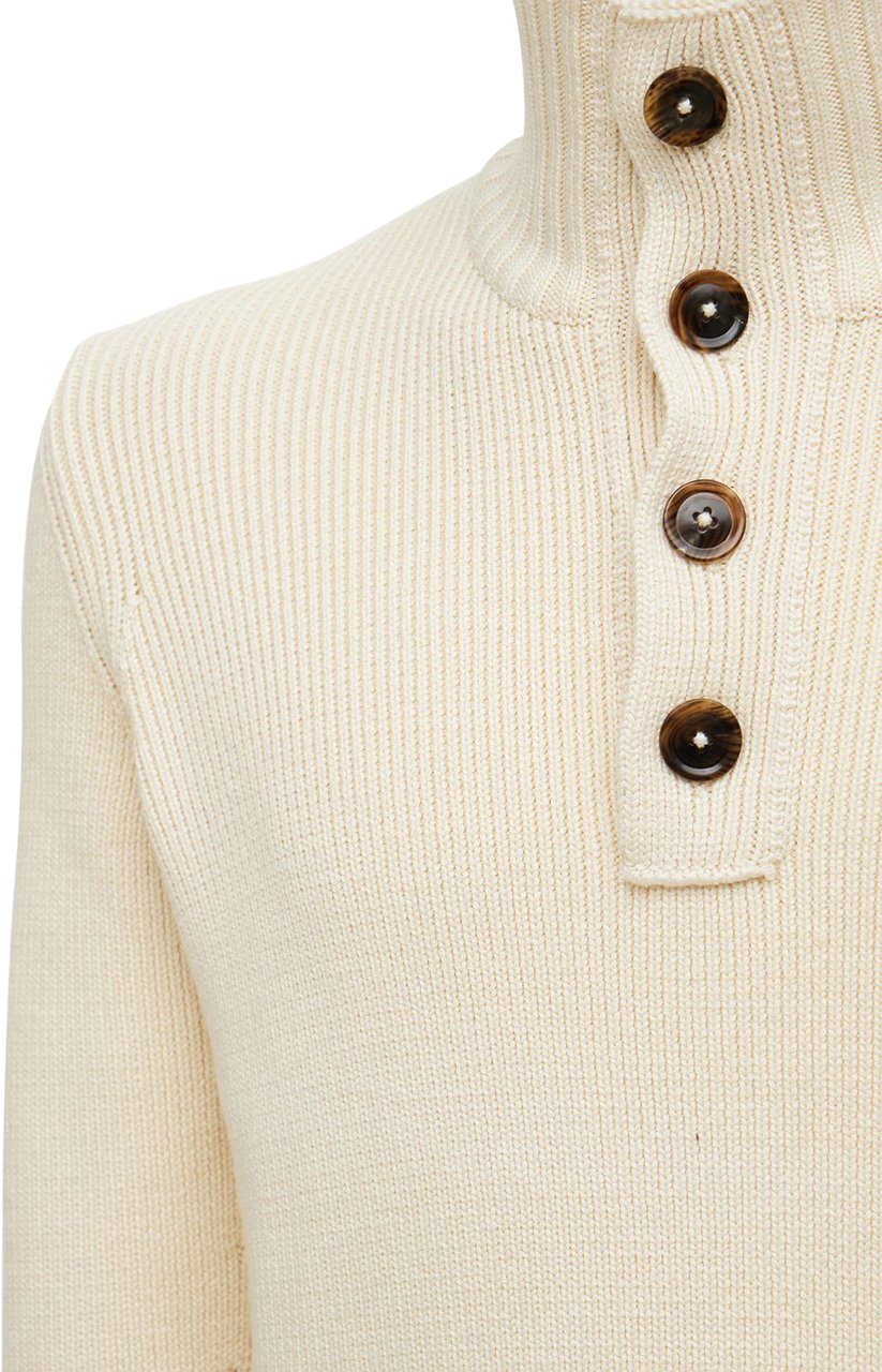 Tom Ford Ivory high-neck sweater with buttons Wit