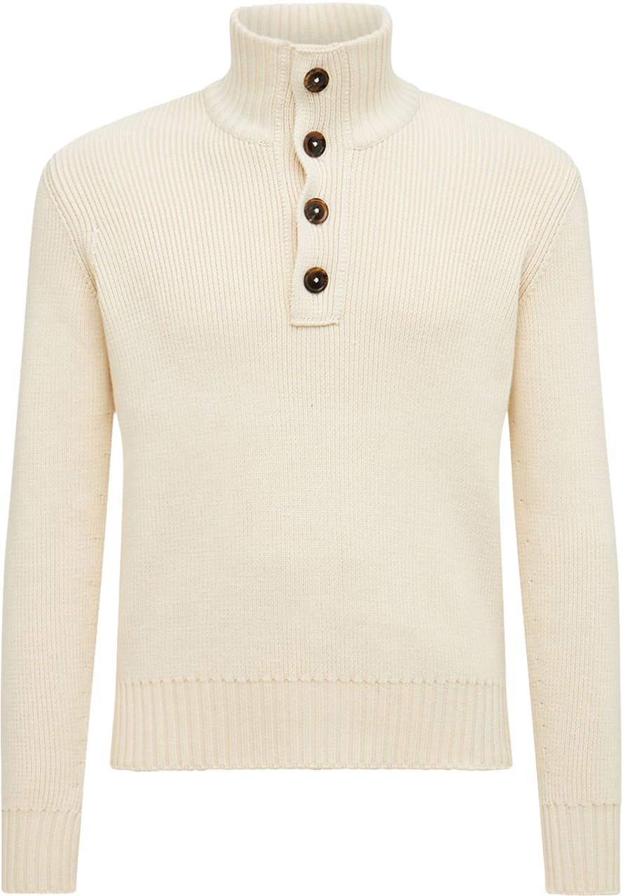 Tom Ford Ivory high-neck sweater with buttons Wit