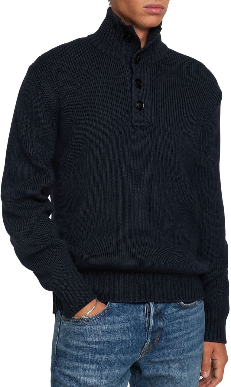 Tom Ford Elegant blue sweater with high collar Blauw