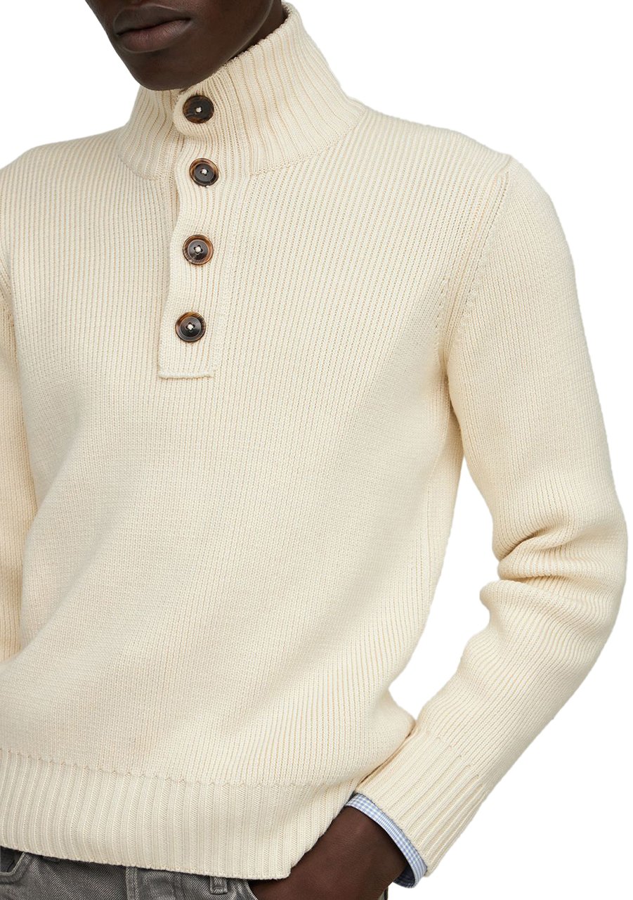 Tom Ford Ivory high-neck sweater with buttons Wit