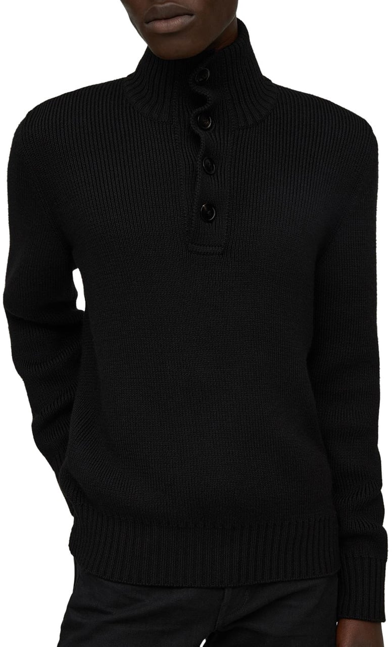 Tom Ford Black sweater with long sleeves and high collar Zwart