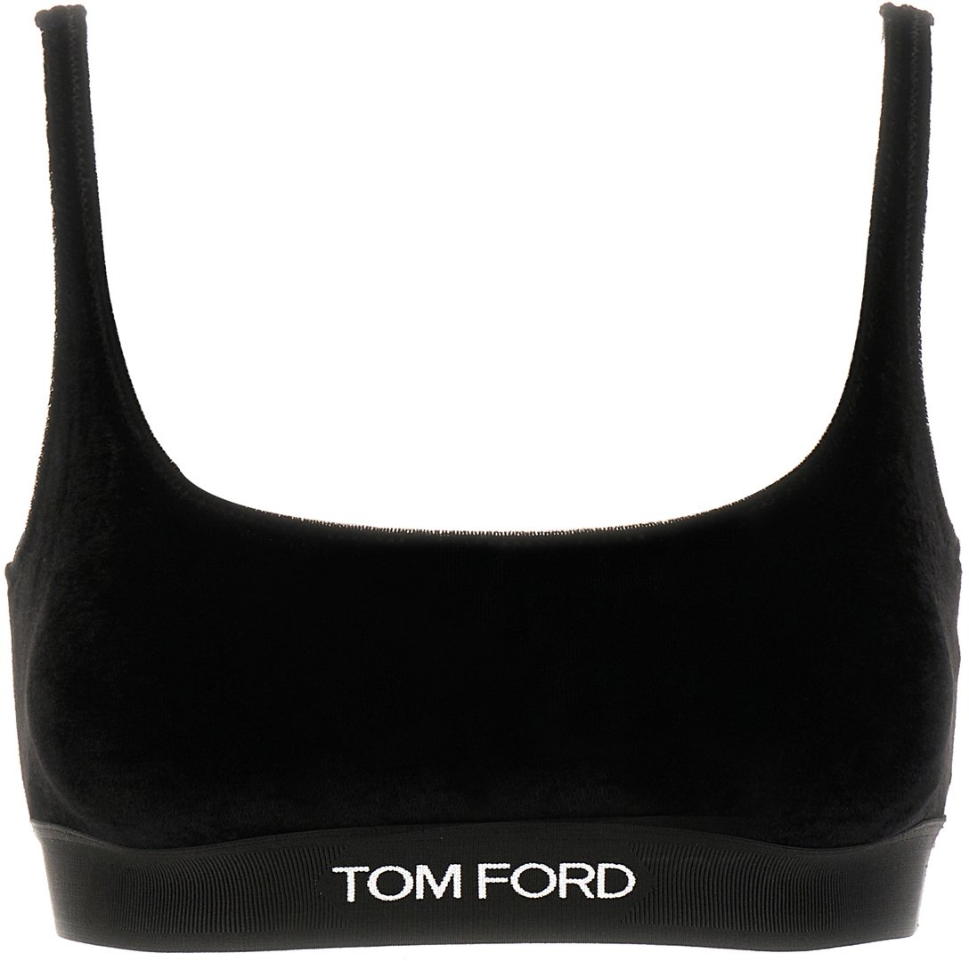 Tom Ford Tom Ford Black stretch chenille crop top Zwart