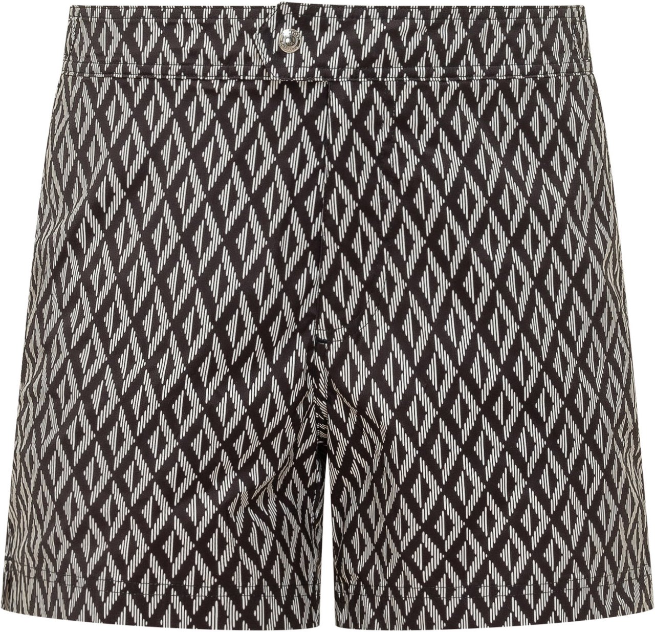 Tom Ford Poplin WR Swim Short con Stampa Geometrica Donkergrijs