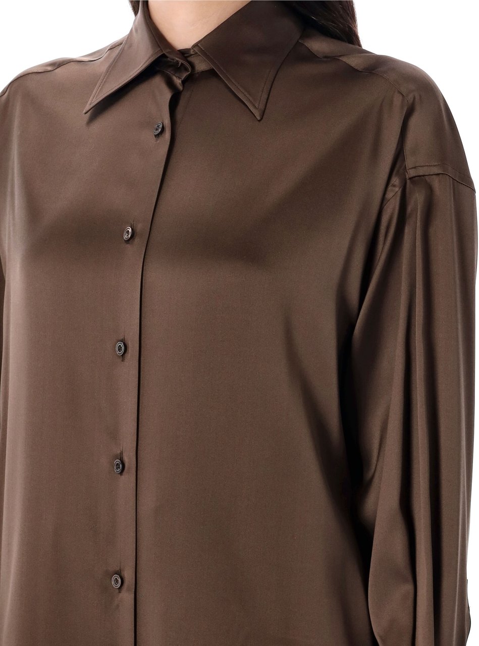 Tom Ford Shirt Silk Satin Marrone Bruin