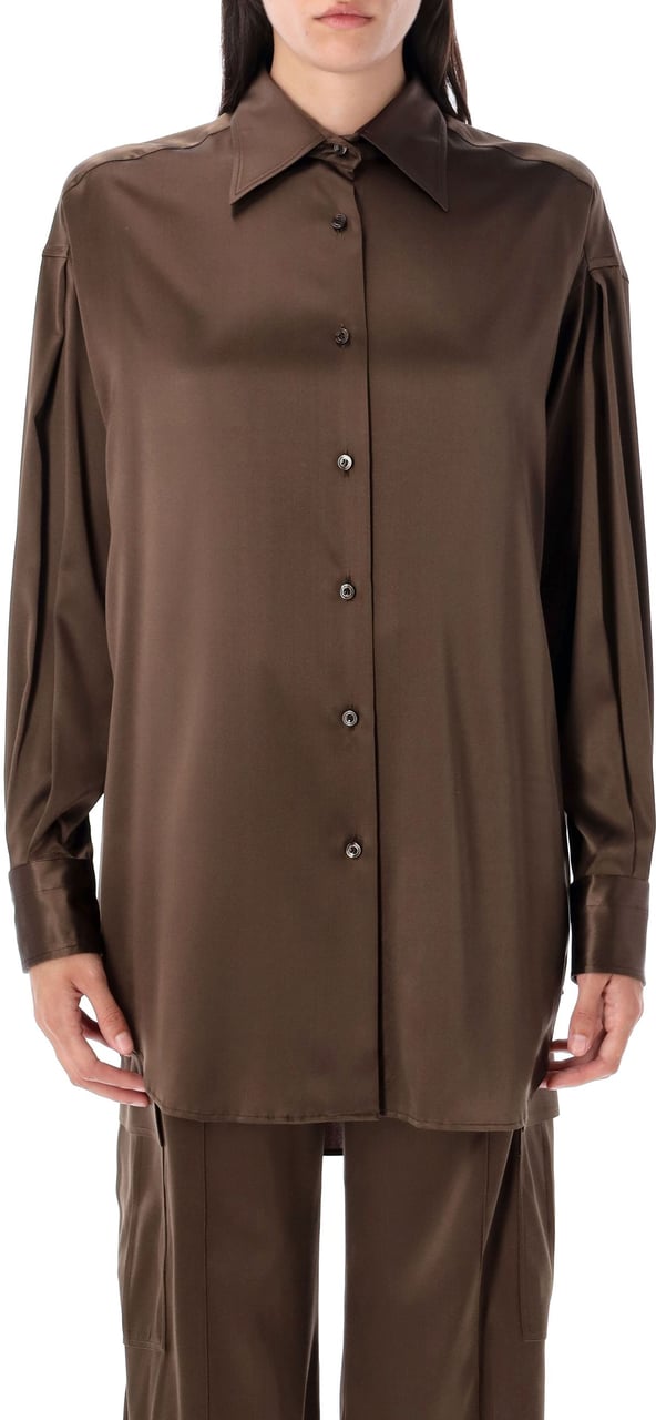 Tom Ford Shirt Silk Satin Marrone Bruin