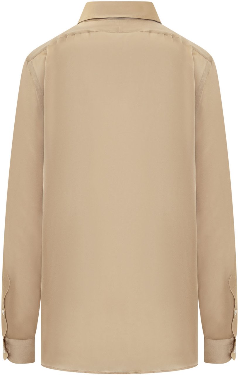 Tom Ford Camicia in Seta con Dettaglio Plissettato Beige
