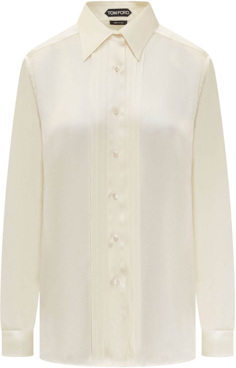 Tom Ford Camicia in Seta con Dettaglio Plissettato Geel