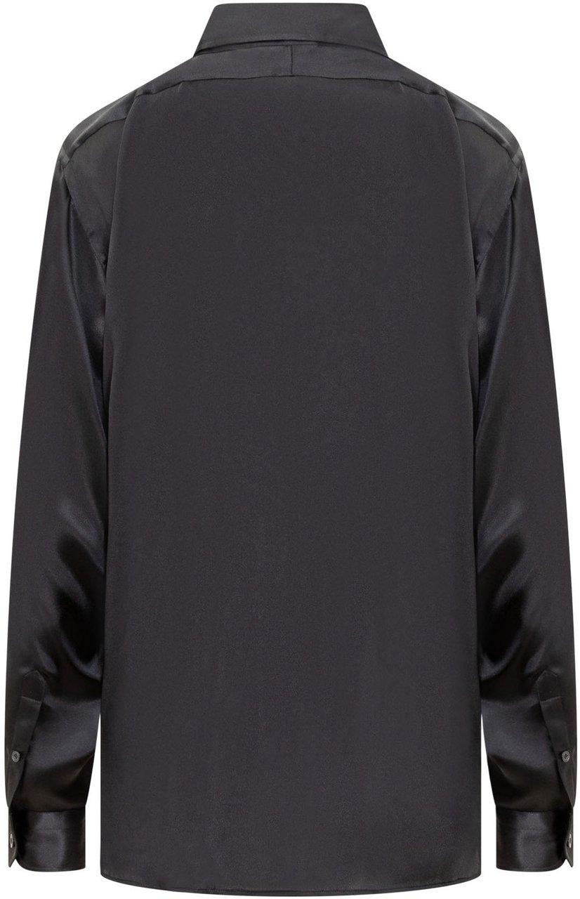 Tom Ford Camicia in Seta con Dettaglio Plissettato Zwart