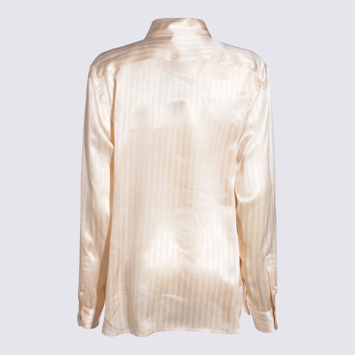 Tom Ford Silk-Blend Striped Shirt with Classic Collar Neutraal