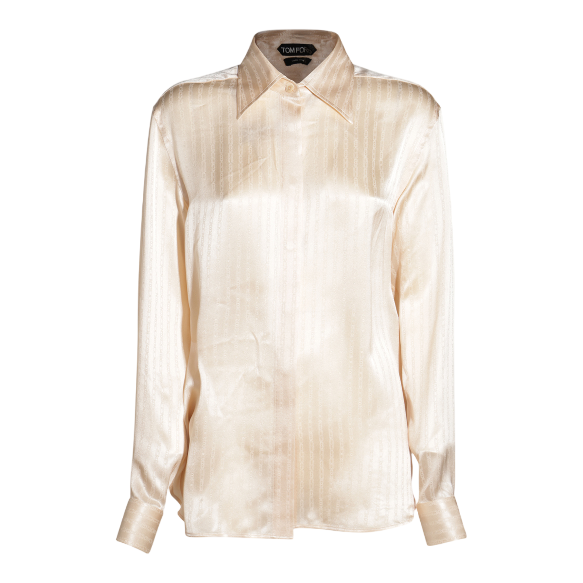 Tom Ford Silk-Blend Striped Shirt with Classic Collar Neutraal
