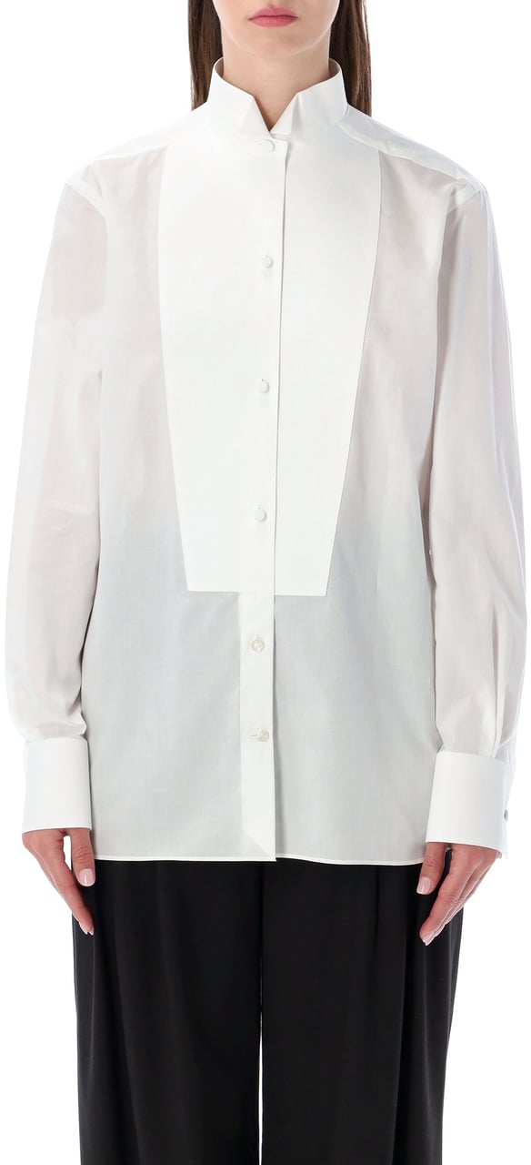 Tom Ford Classic Smoking Shirt Bianco Wit
