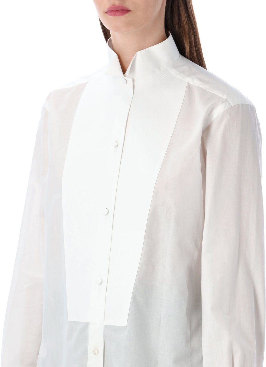 Tom Ford Classic Smoking Shirt Bianco Wit