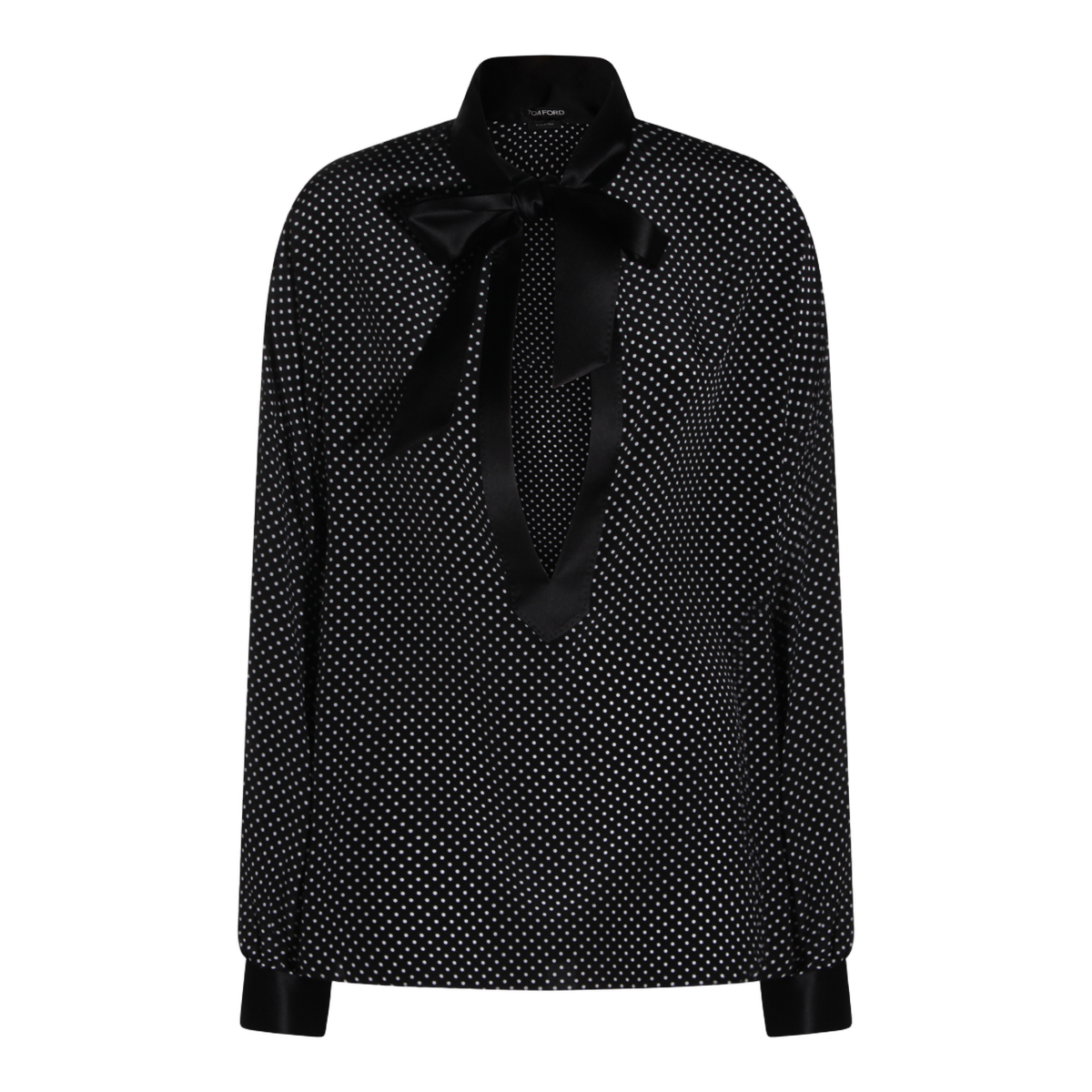 Tom Ford Polka Dot Long-Sleeve Blouse Zwart