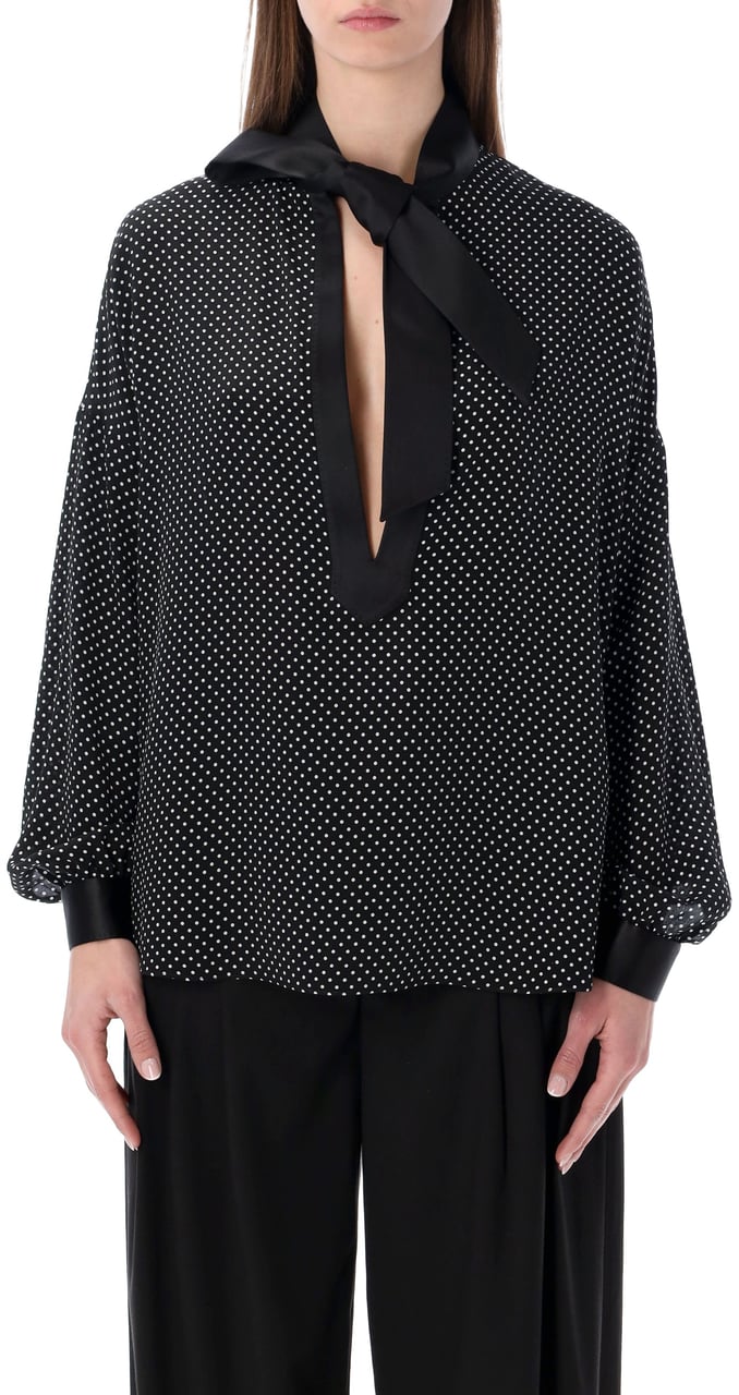 Tom Ford Silk Shirt Pois Black Off White Zwart