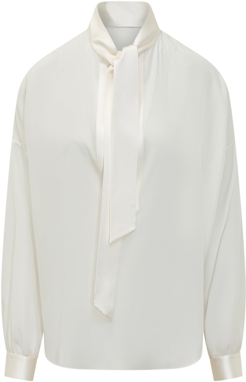Tom Ford Silk Crepe Tunic Top Wit