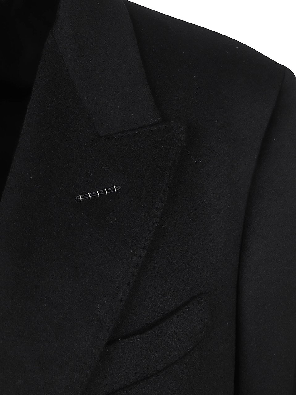 Tom Ford Double-Breasted Wool Coat with Wide Lapels Zwart