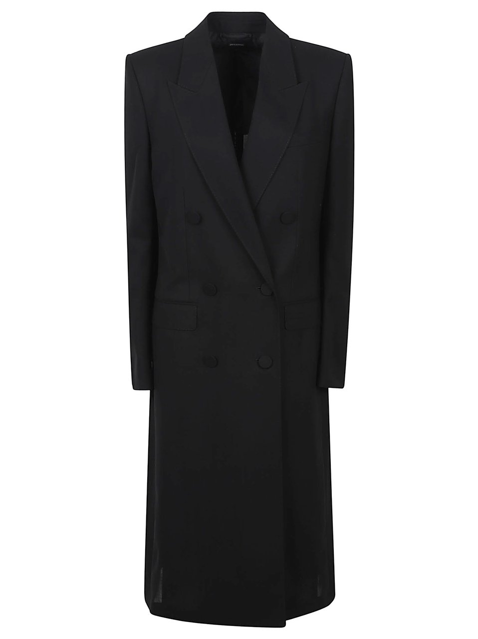 Tom Ford Black Wool Double-Breasted Coat Zwart