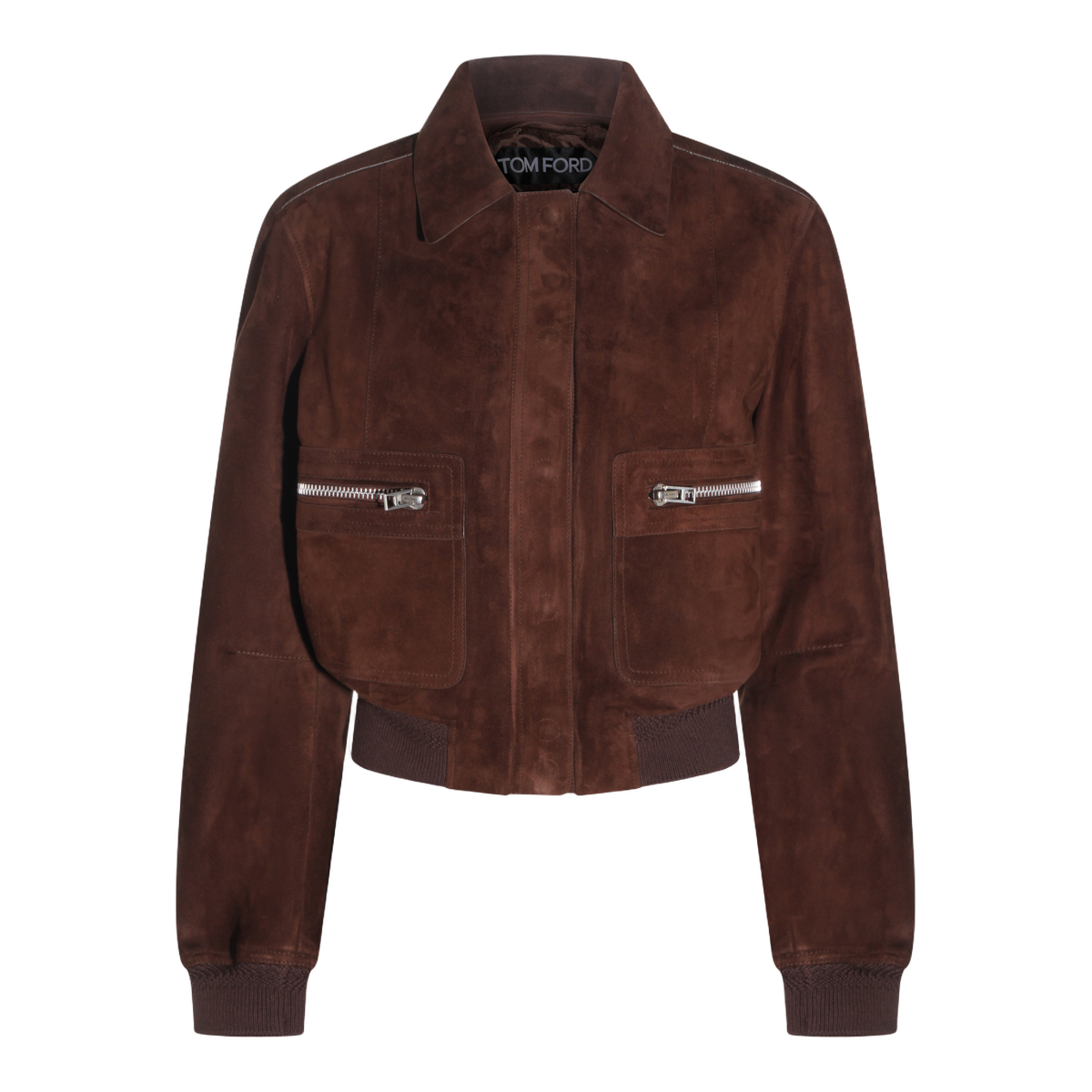Tom Ford Brown Suede Cropped Jacket Bruin