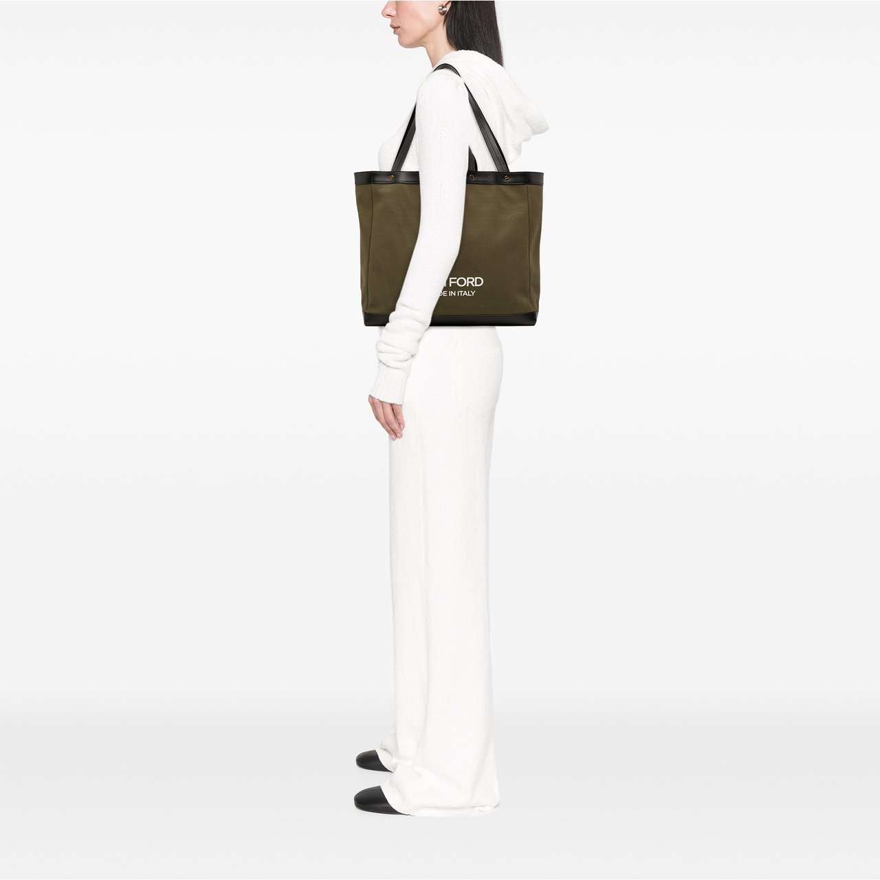 Tom Ford Medium Canvas T Screw Tote Bruin