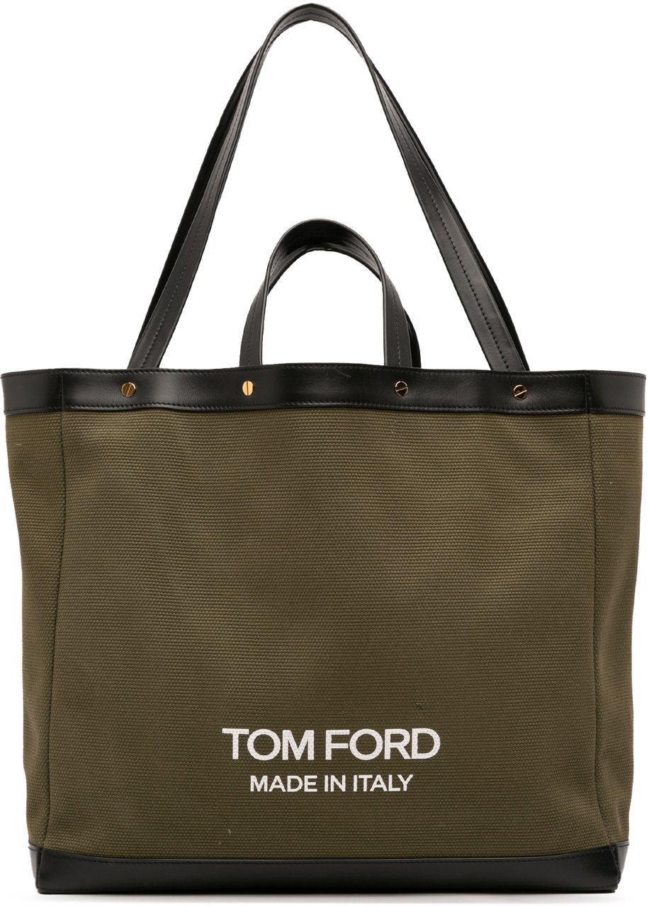 Tom Ford Medium Canvas T Screw Tote Bruin