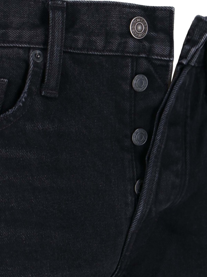 Tom Ford Logo Straight Jeans – Black Zwart