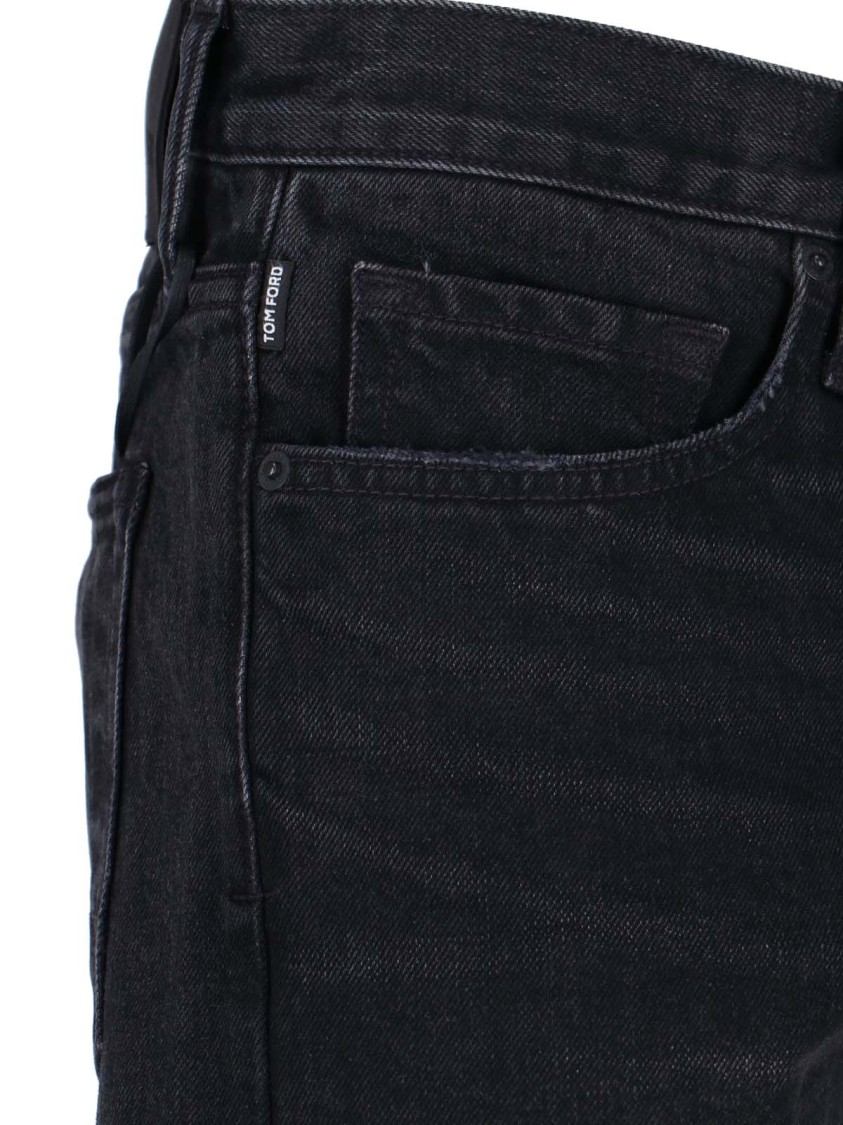 Tom Ford Logo Straight Jeans – Black Zwart