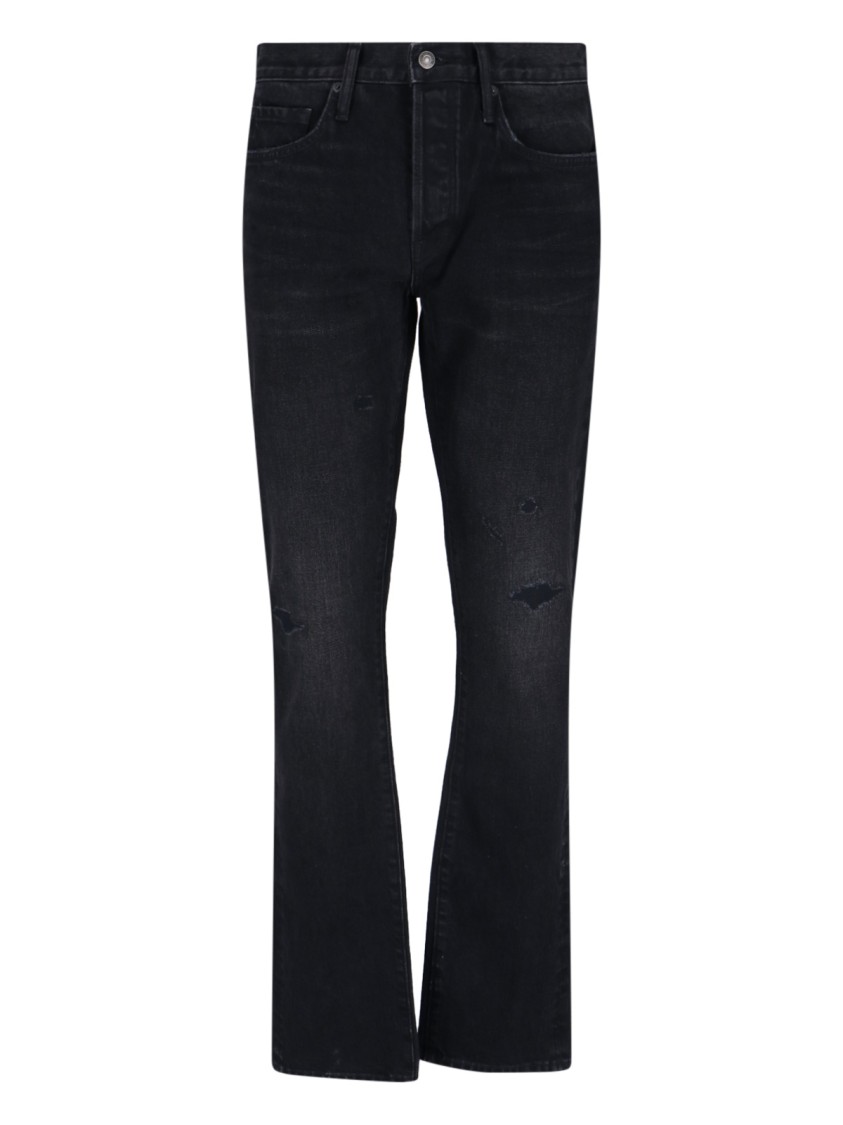 Tom Ford Logo Straight Jeans – Black Zwart