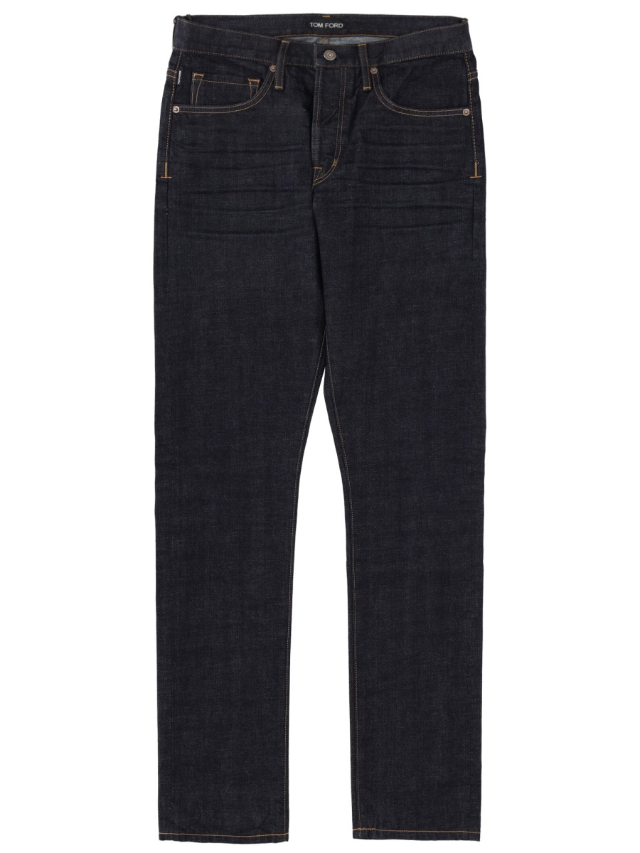 Tom Ford Dark Indigo Moleskin Straight-Leg Jeans Zwart