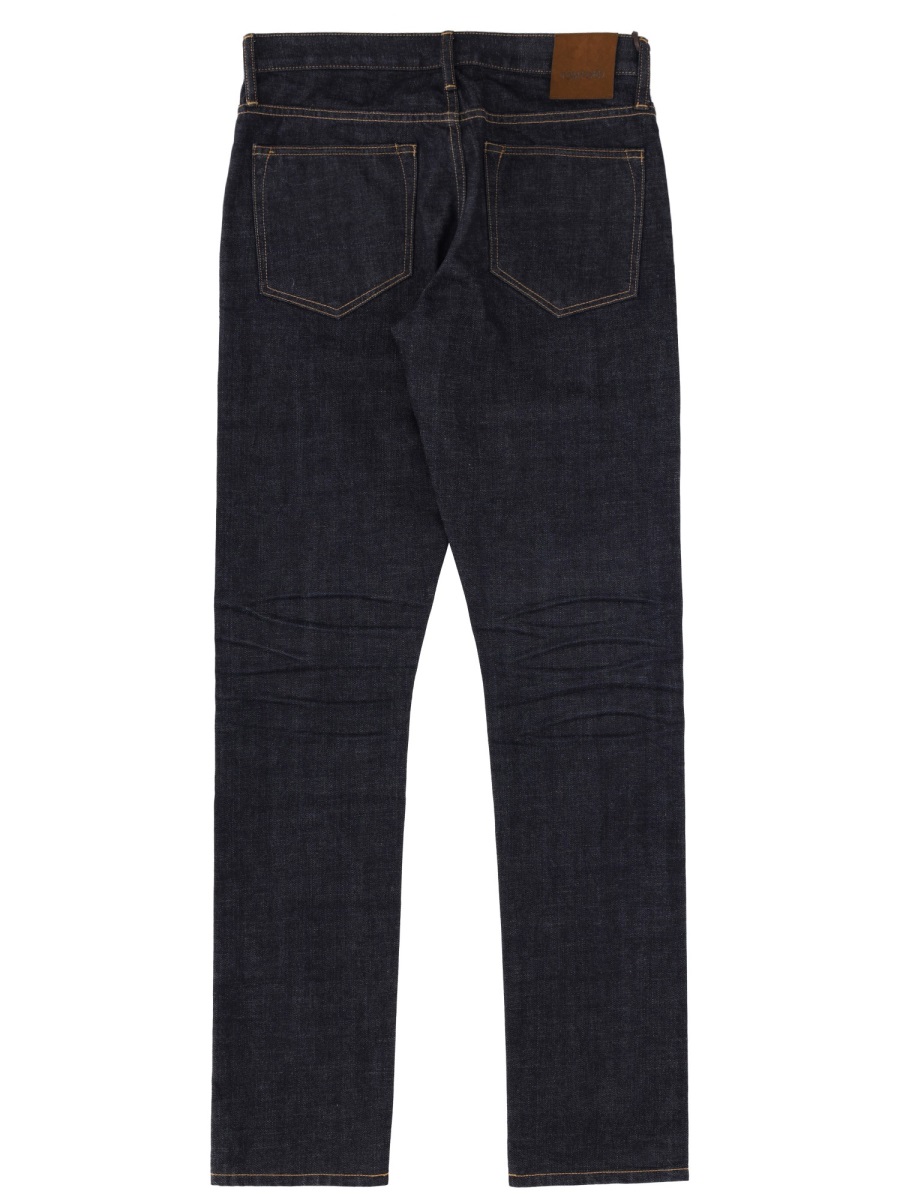 Tom Ford Dark Indigo Moleskin Straight-Leg Jeans Zwart