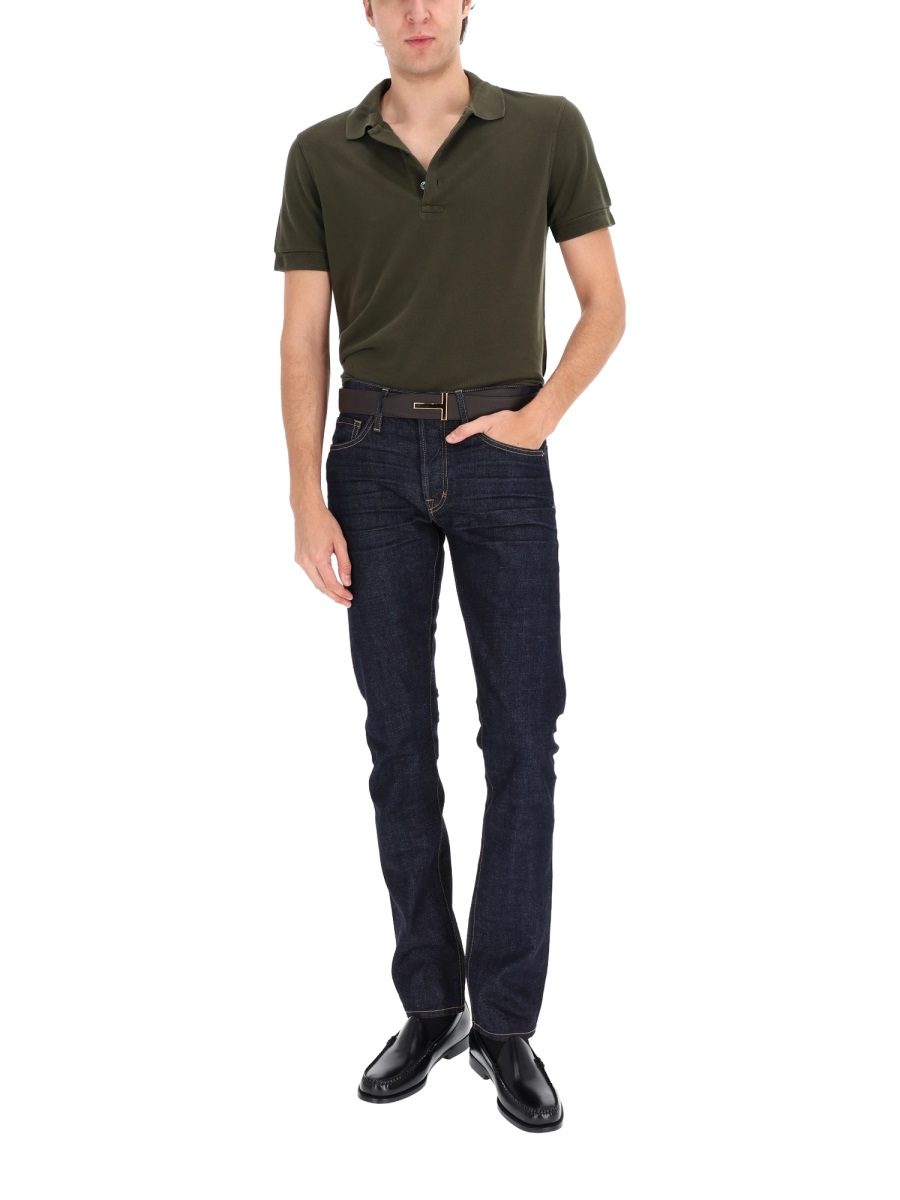Tom Ford Dark Indigo Moleskin Straight-Leg Jeans Zwart